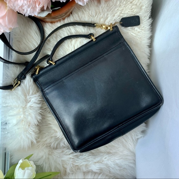 Vintage Coach Medium Black Leather Station Satchel - Picture 2 of 16